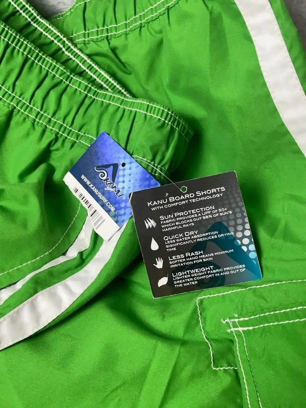 Kanu Surf Board Shorts 4X Green White Cargo Swim Trunks